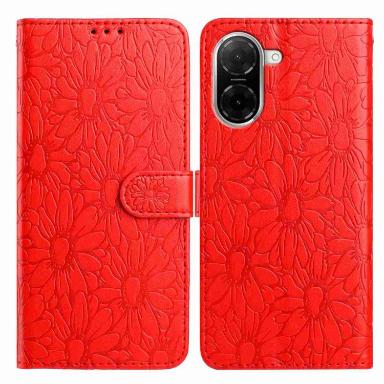 

For Redmi A5 4G 173.3mm Daisy Embossed Leather Phone Case(Red)