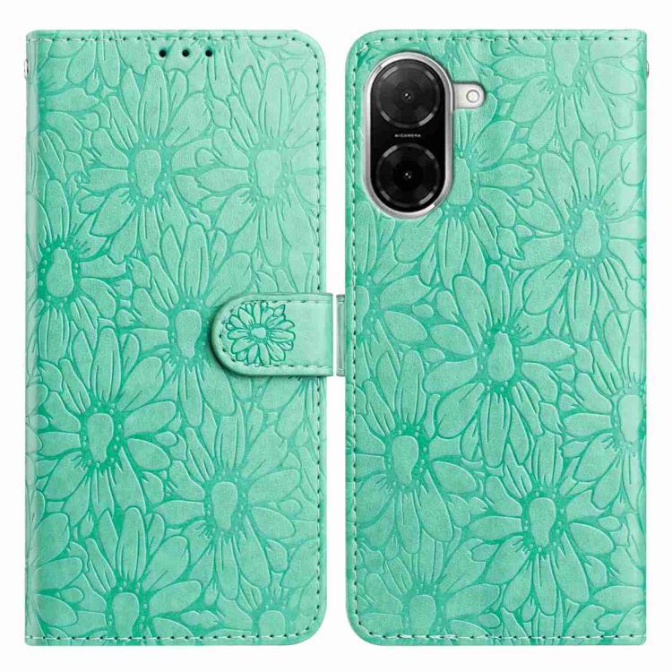 

For Redmi A5 4G 173.3mm Daisy Embossed Leather Phone Case(Green)