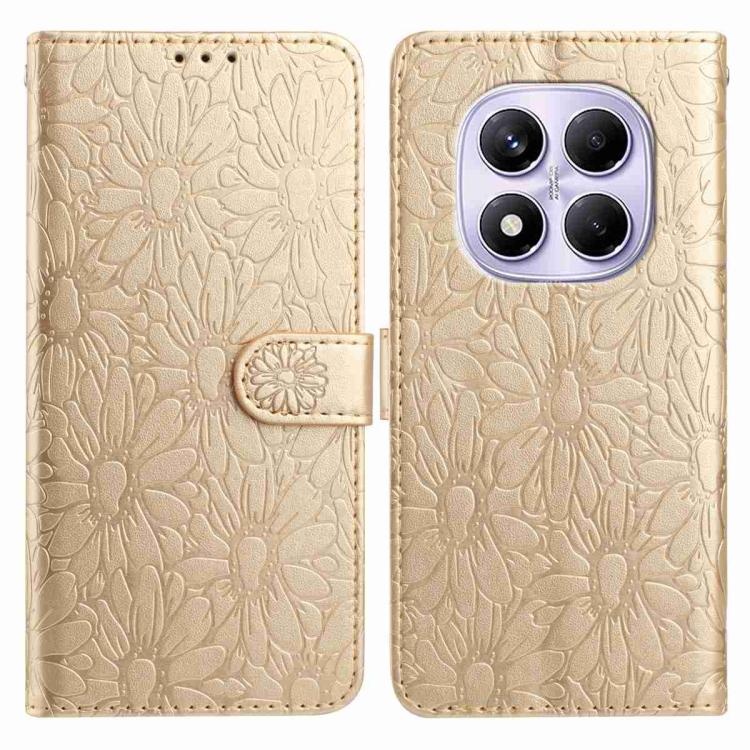 

For Redmi Note 14 Pro 5G Daisy Embossed Leather Phone Case(Gold)