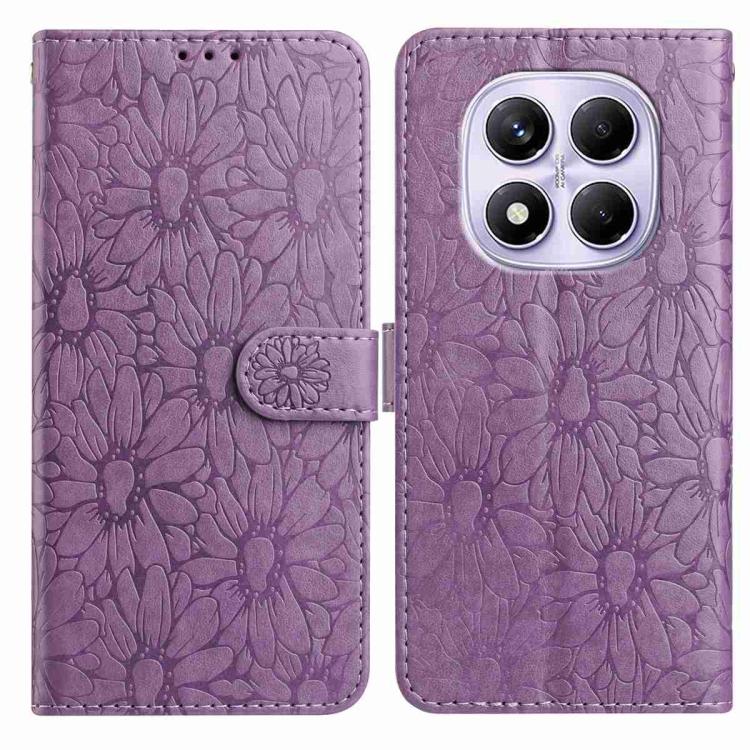

For Redmi Note 14 Pro 5G Daisy Embossed Leather Phone Case(Light Purple)