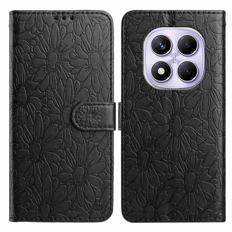 

For Redmi Note 14 Pro 5G Daisy Embossed Leather Phone Case(Black)