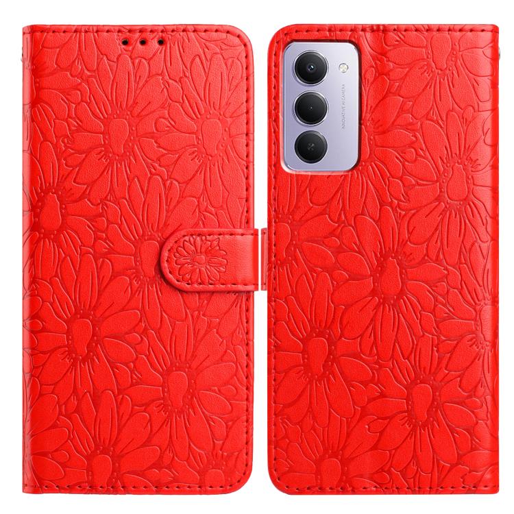

For Redmi 15 5G / 4G EU 171mm Daisy Embossed Leather Phone Case(Red)