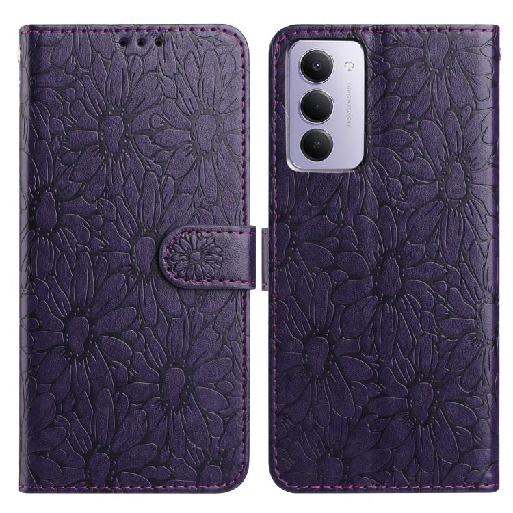 

For Redmi 15 5G / 4G EU 171mm Daisy Embossed Leather Phone Case(Dark Purple)