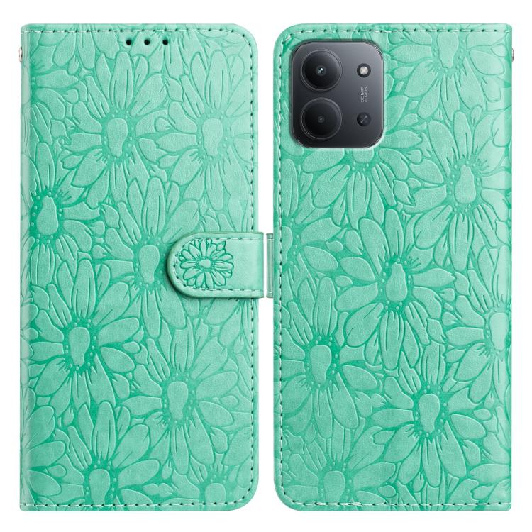 

For Redmi 15C 5G / 4G Global 171mm Daisy Embossed Leather Phone Case(Green)