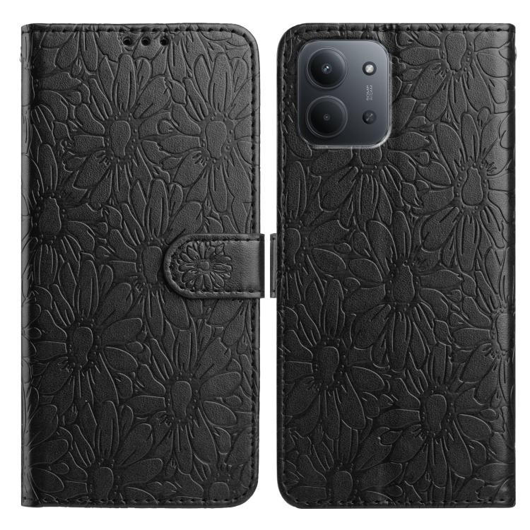 

For Redmi 15C 5G / 4G Global 171mm Daisy Embossed Leather Phone Case(Black)