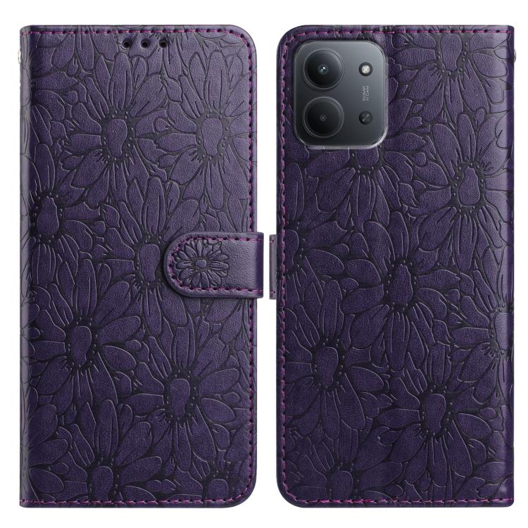 

For Redmi 15C 5G / 4G Global 171mm Daisy Embossed Leather Phone Case(Dark Purple)