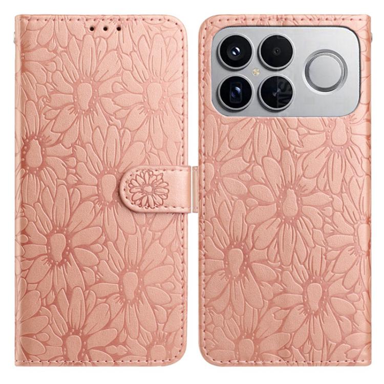

For Redmi K90 Pro Max / Poco F8 Ultra Daisy Embossed Leather Phone Case(Rose Gold)