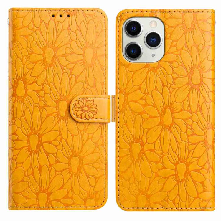 

For iPhone 11 Pro Max Daisy Embossed Leather Phone Case(Yellow)