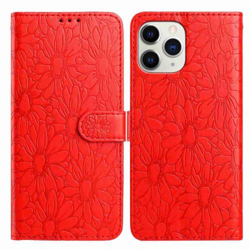 

For iPhone 11 Pro Daisy Embossed Leather Phone Case(Red)
