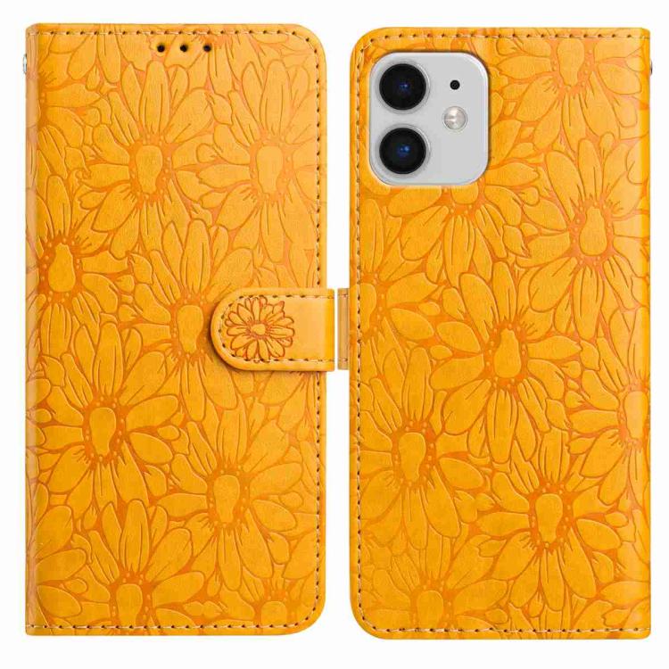 

For iPhone 11 Daisy Embossed Leather Phone Case(Yellow)