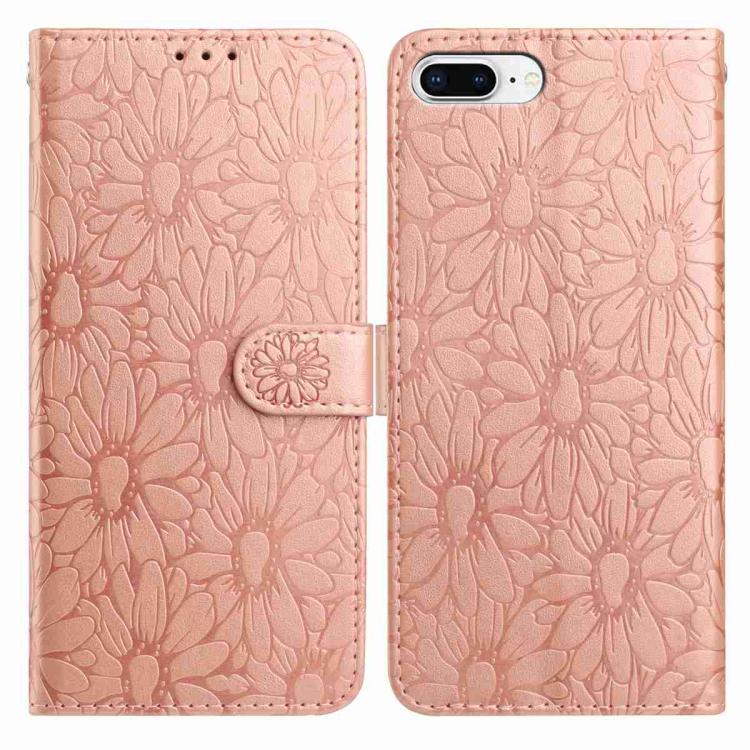 

For iPhone 8 Plus / 7 Plus Daisy Embossed Leather Phone Case(Rose Gold)