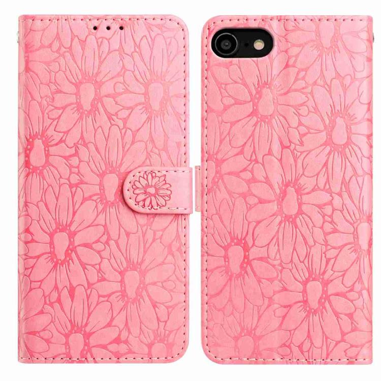 

For iPhone SE 2022 / SE 2020 / 8 / 7 Daisy Embossed Leather Phone Case(Pink)