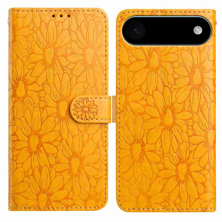 

For iPhone 17 Air Daisy Embossed Leather Phone Case(Yellow)