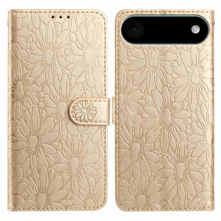 

For iPhone Air Daisy Embossed Leather Phone Case(Gold)