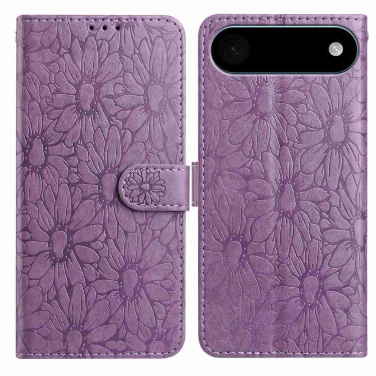 

For iPhone 17 Air Daisy Embossed Leather Phone Case(Light Purple)
