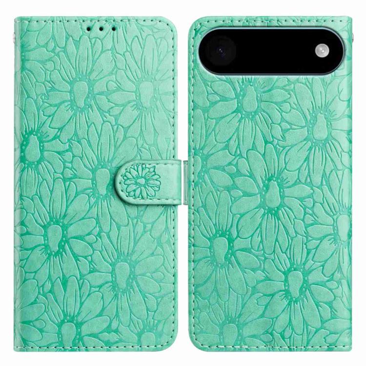 

For iPhone 17 Air Daisy Embossed Leather Phone Case(Green)