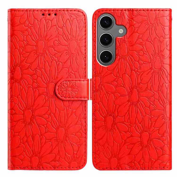 

For Samsung Galaxy S24+ / S25+ 5G Daisy Embossed Leather Phone Case(Red)