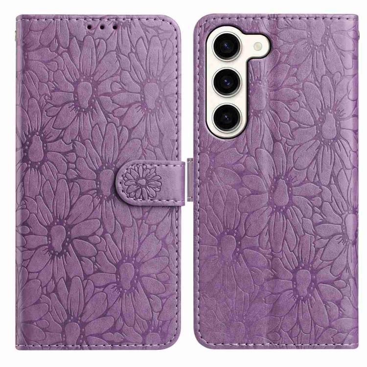

For Samsung Galaxy S23+ 5G Daisy Embossed Leather Phone Case(Light Purple)