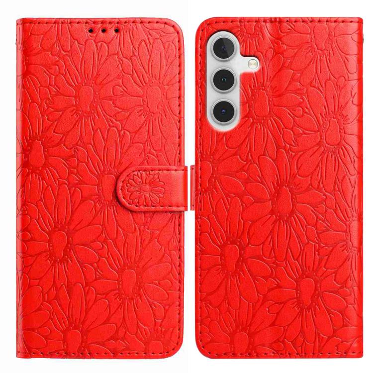

For Samsung Galaxy S23 FE 5G Daisy Embossed Leather Phone Case(Red)
