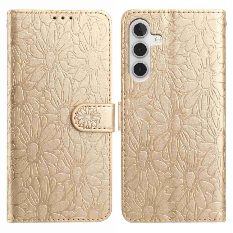 

For Samsung Galaxy S23 FE 5G Daisy Embossed Leather Phone Case(Gold)