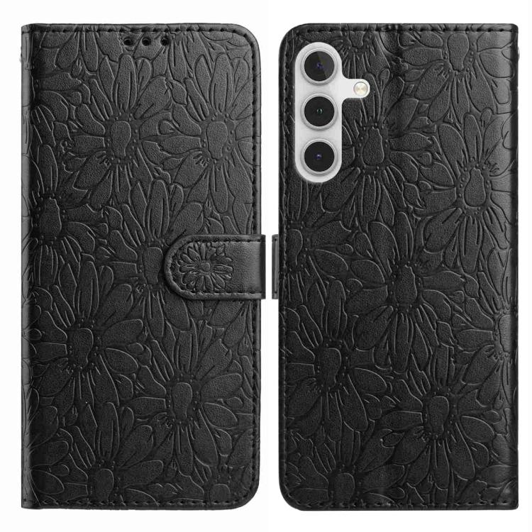 

For Samsung Galaxy S23 FE 5G Daisy Embossed Leather Phone Case(Black)