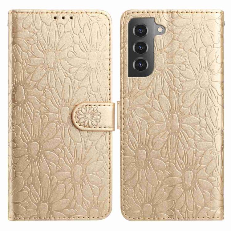 

For Samsung Galaxy S22+ 5G Daisy Embossed Leather Phone Case(Gold)