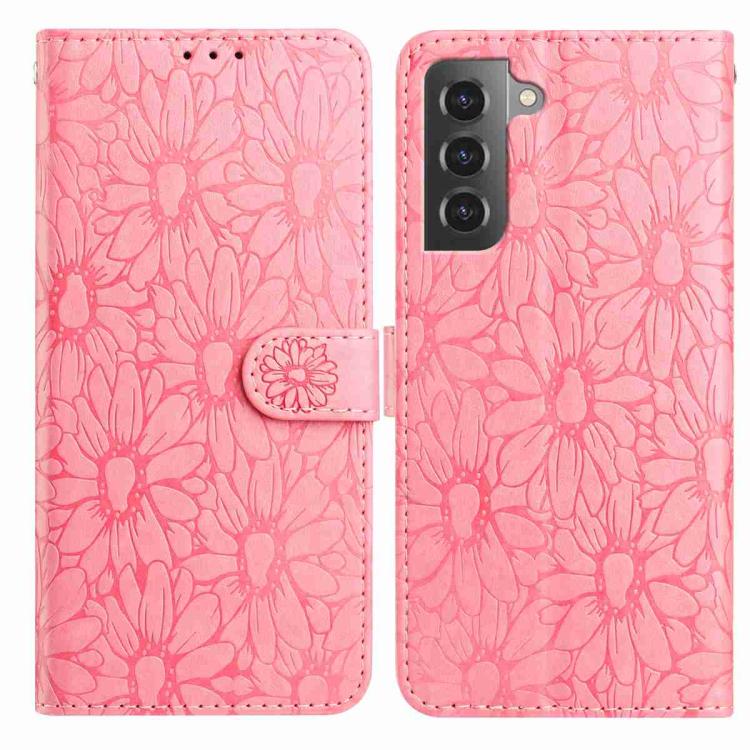 

For Samsung Galaxy S22 5G Daisy Embossed Leather Phone Case(Pink)