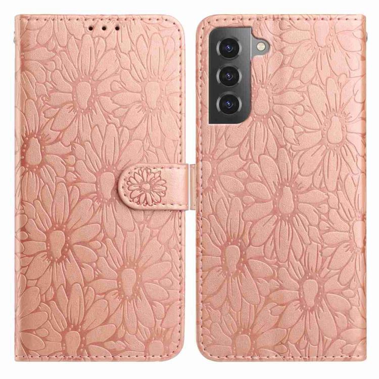 

For Samsung Galaxy S22 5G Daisy Embossed Leather Phone Case(Rose Gold)