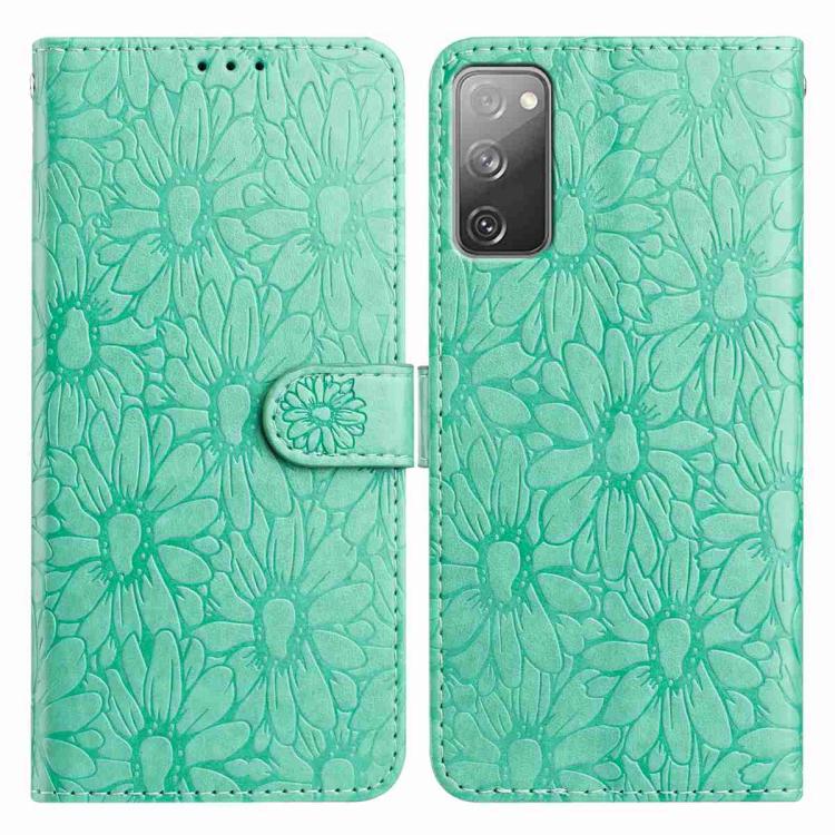 

For Samsung Galaxy S20 FE 5G Daisy Embossed Leather Phone Case(Green)