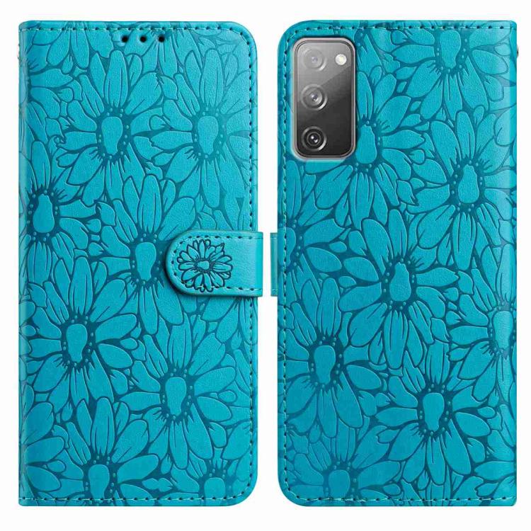 

For Samsung Galaxy S20 FE 5G Daisy Embossed Leather Phone Case(Blue)