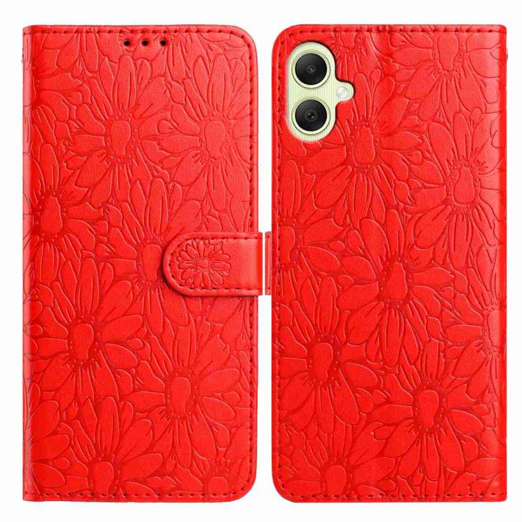 

For Samsung Galaxy A06 4G / 5G Daisy Embossed Leather Phone Case(Red)