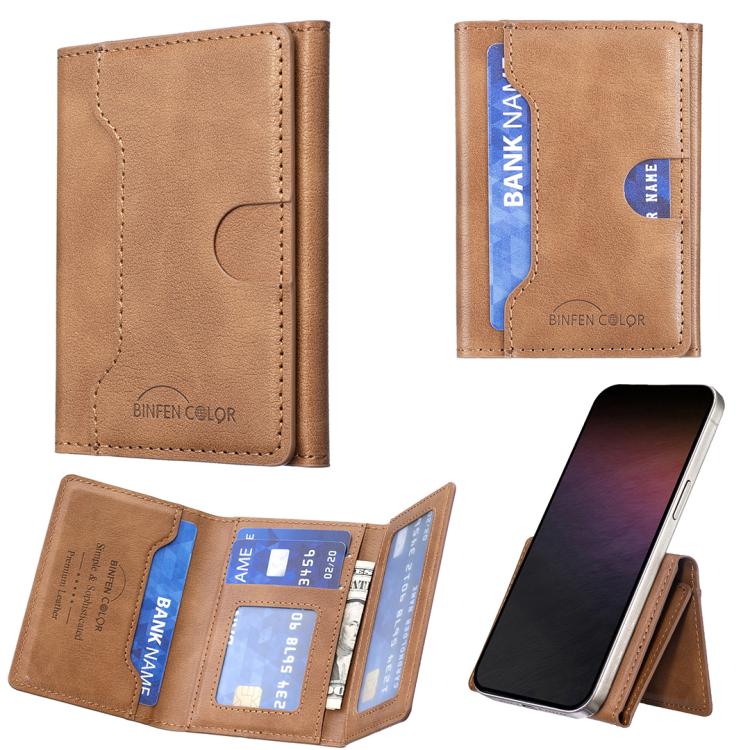 

Oily Leather Horizontal Magnetic Wallet Card Bag Case(Light Brown)