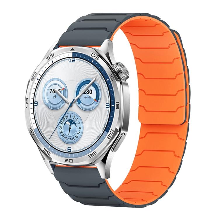 

22mm xDfind Magnetic Silicone Watch Band for Huawei Watch GT5 / GT4(Grey Orange)