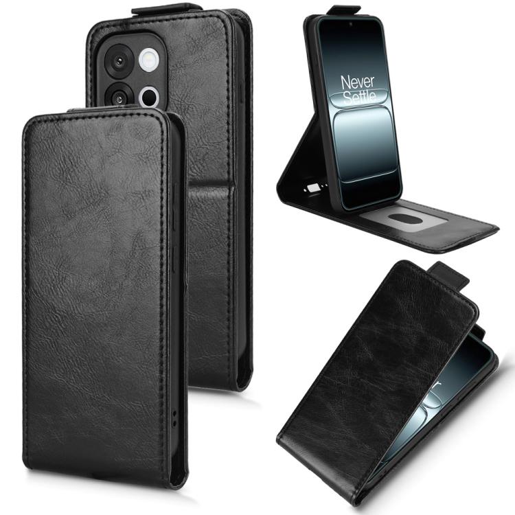 

For OnePlus 13T Magnetic Vertical Flip Leather Phone Case with Buckle(Black)