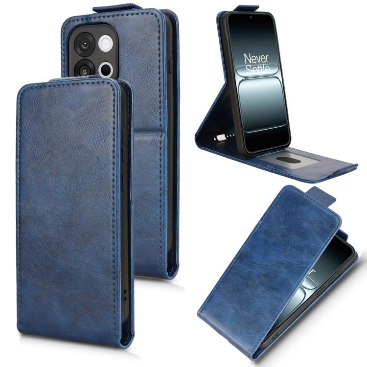 

For OnePlus 13T Magnetic Vertical Flip Leather Phone Case with Buckle(Blue)
