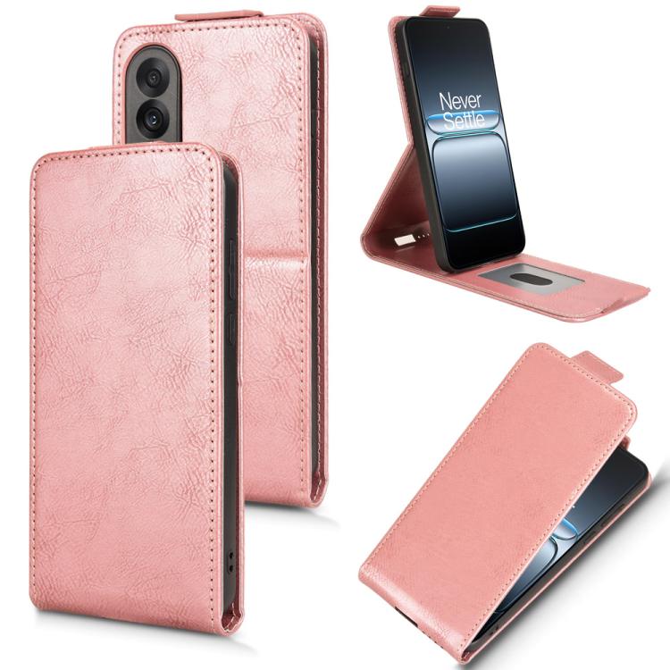 

For OnePlus Nord 5 / Ace 5 Ultra Magnetic Vertical Flip Leather Phone Case with Buckle(Rose Gold)