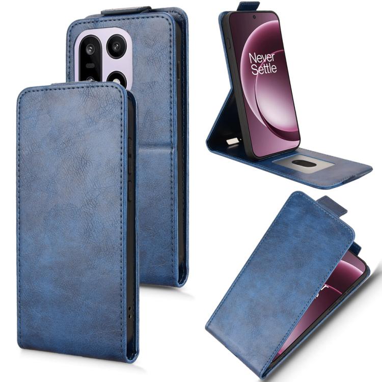 

For OnePlus 15 Magnetic Vertical Flip Leather Phone Case with Buckle(Blue)