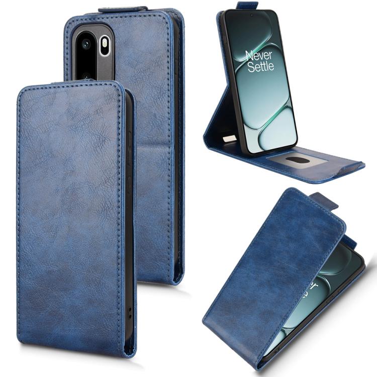 

For OnePlus 15R / Ace 6 Magnetic Vertical Flip Leather Phone Case with Buckle(Blue)
