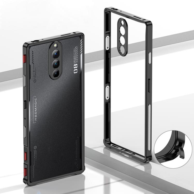 

For ZTE nubia RedMagic 8 Pro Metal Frame Heat Dissipation Phone Case with Camera Guard Ring(Black)