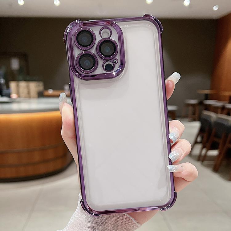 

For iPhone 15 Pro Electroplating Space TPU Four-corner Shockproof Phone Case(Purple)