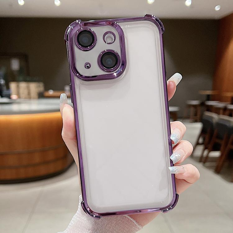 

For iPhone 14 Plus Electroplating Space TPU Four-corner Shockproof Phone Case(Purple)