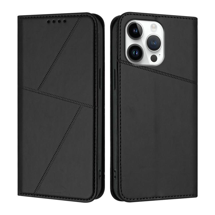 

For iPhone 16 Pro Max Strong Magnetic Frosted Flip Leather Phone Case(Black)
