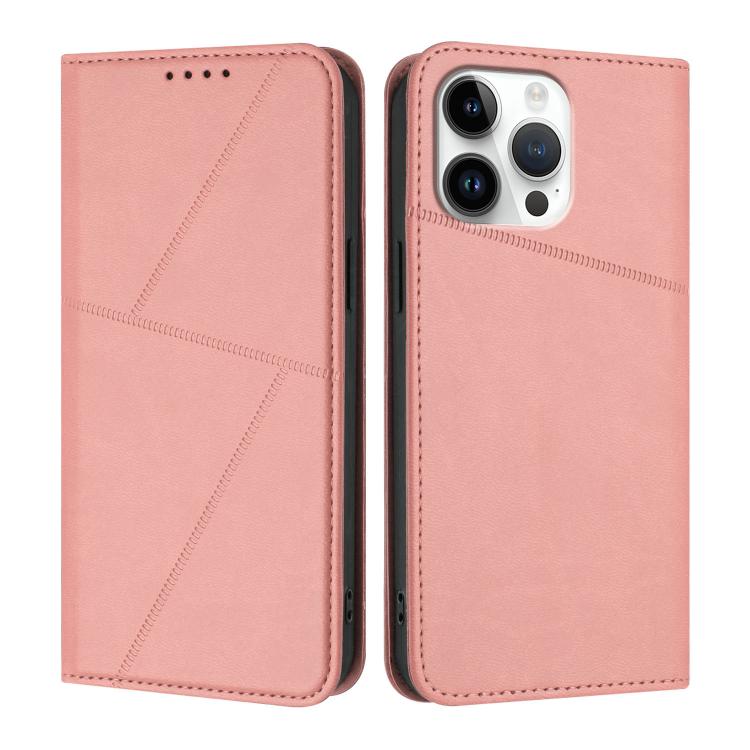

For iPhone 16 Pro Max Strong Magnetic Frosted Flip Leather Phone Case(Pink)