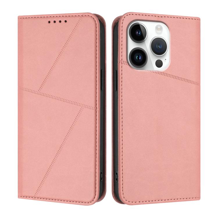 

For iPhone 16 Pro Strong Magnetic Frosted Flip Leather Phone Case(Pink)