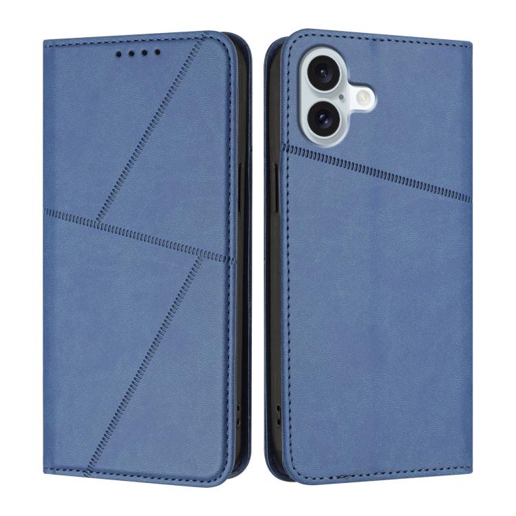 

For iPhone 16 Plus Strong Magnetic Frosted Flip Leather Phone Case(Royal Blue)