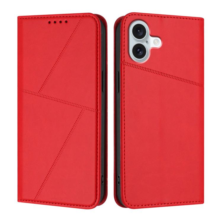 

For iPhone 16 Plus Strong Magnetic Frosted Flip Leather Phone Case(Red)