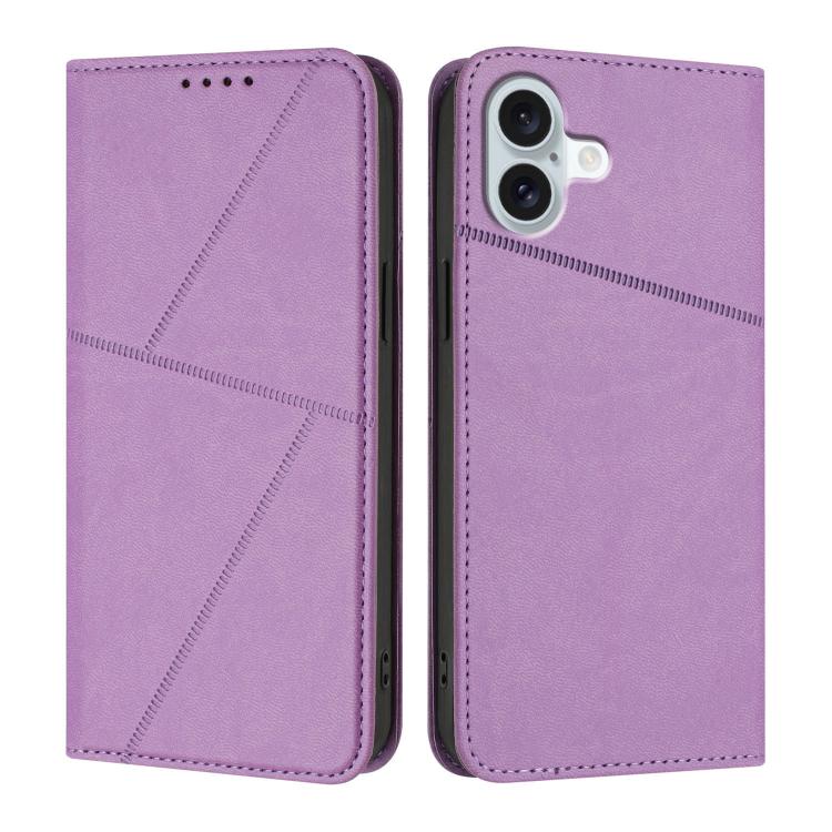 

For iPhone 16 Plus Strong Magnetic Frosted Flip Leather Phone Case(Light Purple)