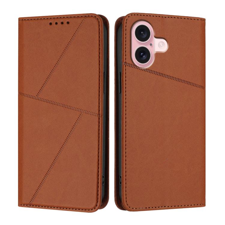 

For iPhone 16 Strong Magnetic Frosted Flip Leather Phone Case(Coffee Color)