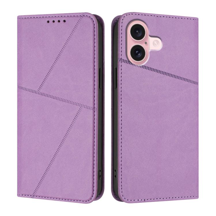 

For iPhone 16 Strong Magnetic Frosted Flip Leather Phone Case(Light Purple)
