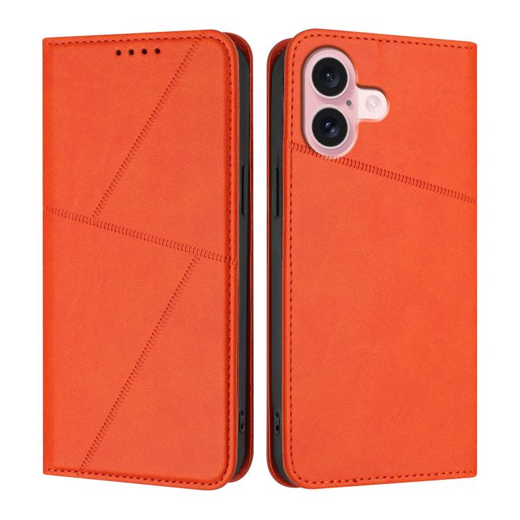 

For iPhone 16 Strong Magnetic Frosted Flip Leather Phone Case(Orange)